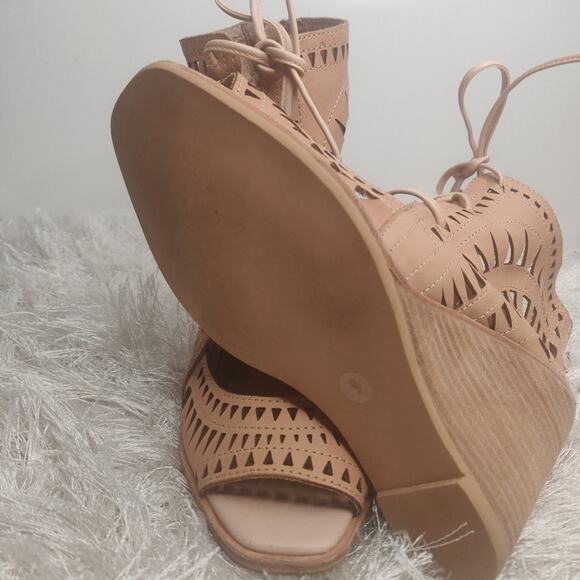 Tan Vintage Y2K peep toe Jeffrey Cambell wedge sz 6 - Picture 5 of 7